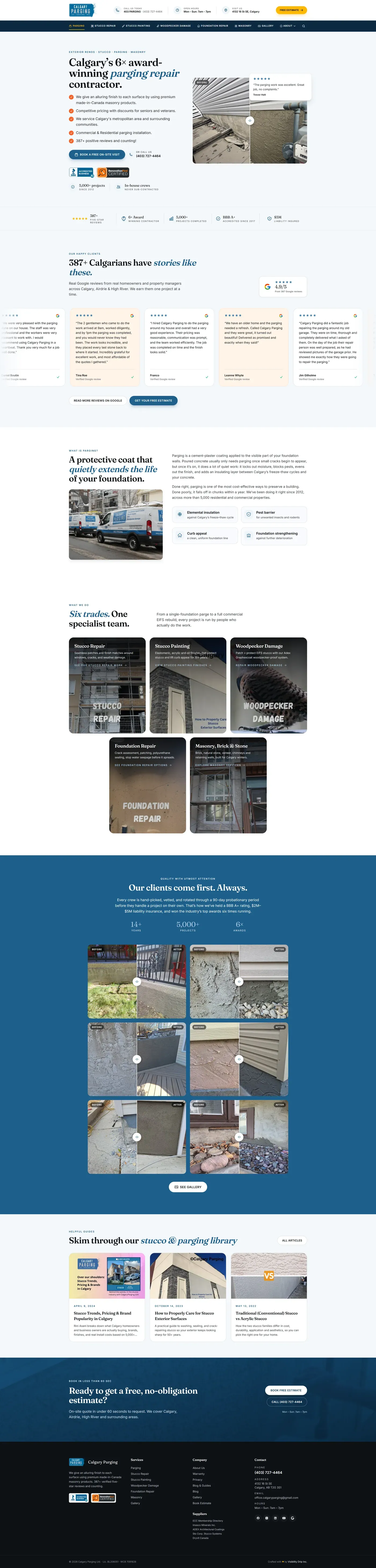 Calgary Parging website designed by Visibility Drip