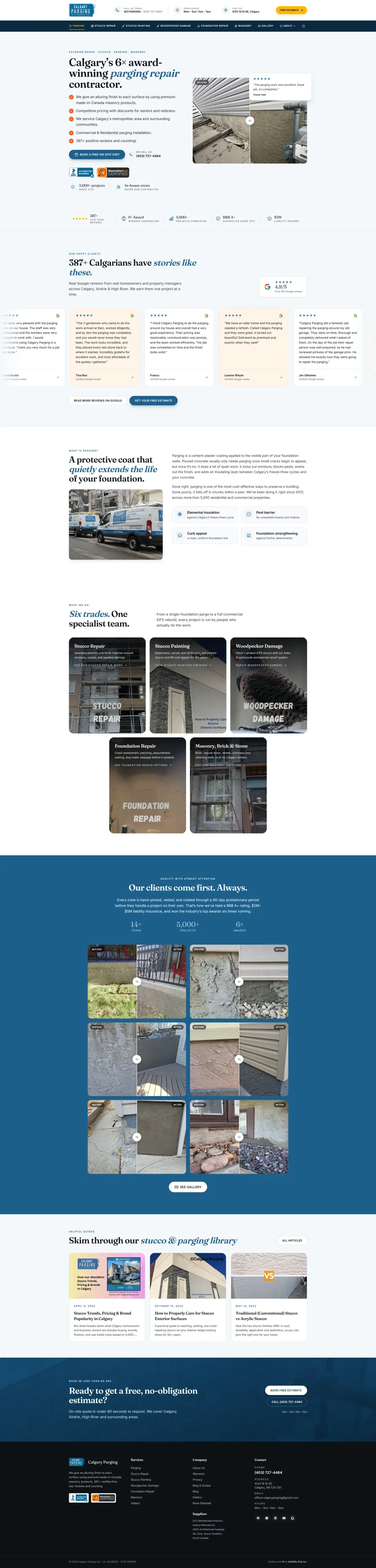 Calgary Parging stucco and parging website designed by Visibility Drip, Calgary