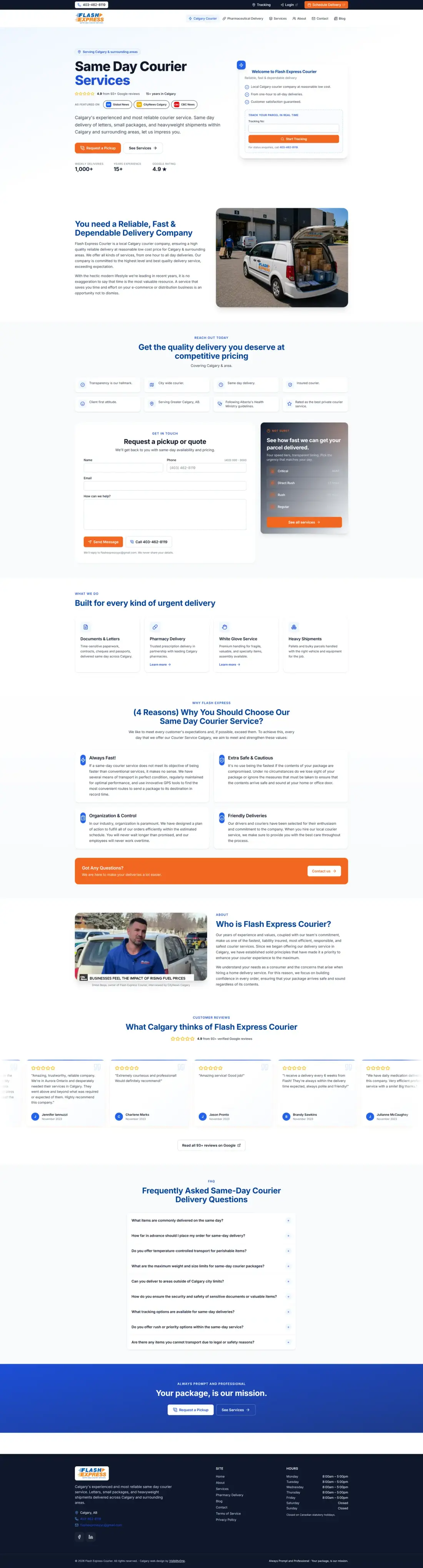 Flash Express Courier website designed by Visibility Drip
