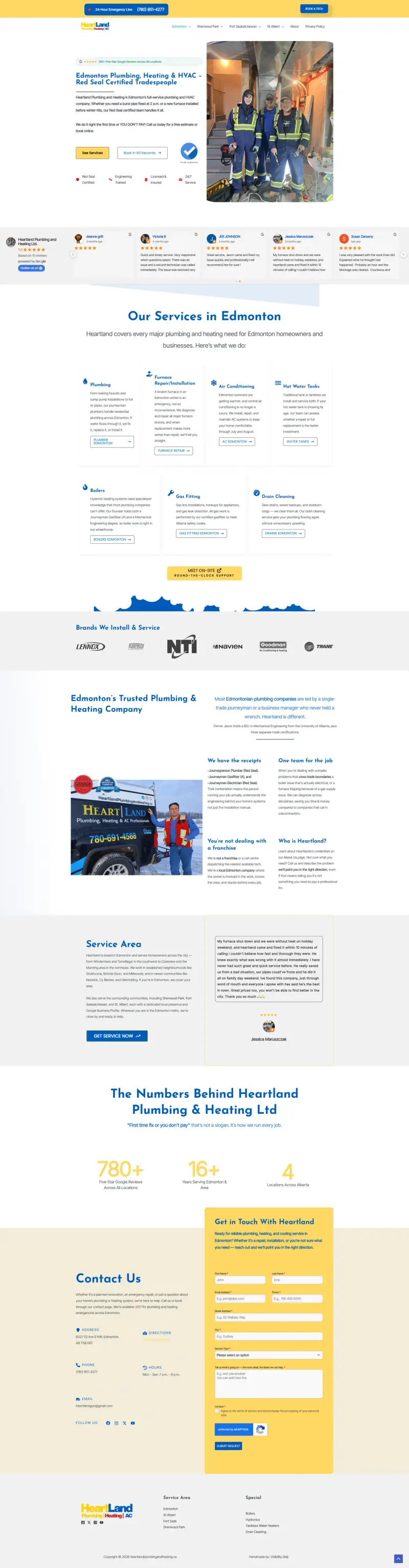 Heartland Plumbing and Heating Edmonton website designed by Visibility Drip