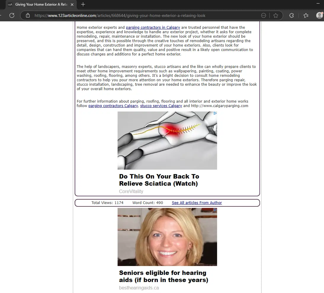 screenshot of a spammy domain now disavowed