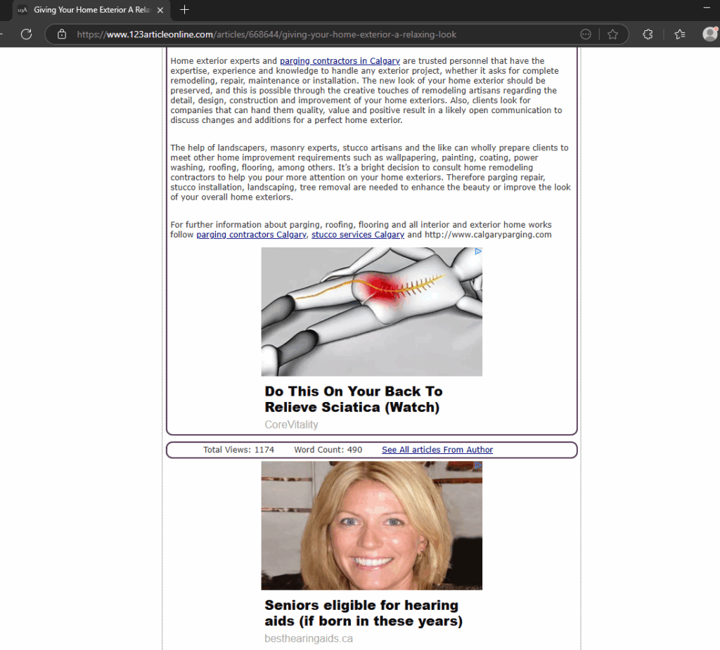 screenshot of a spammy domain now disavowed