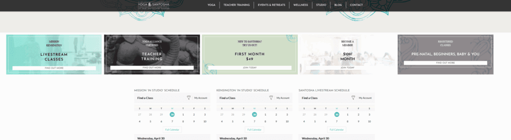 yoga santoshi screenshoot of a great implementation of services